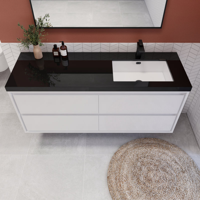 Ensemble de meuble-lavabo simple 60 po Vickye, Blanc lustré