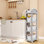  Étagère de rangement à 4 niveaux H 43,3 po x l 10 po avec roulettes