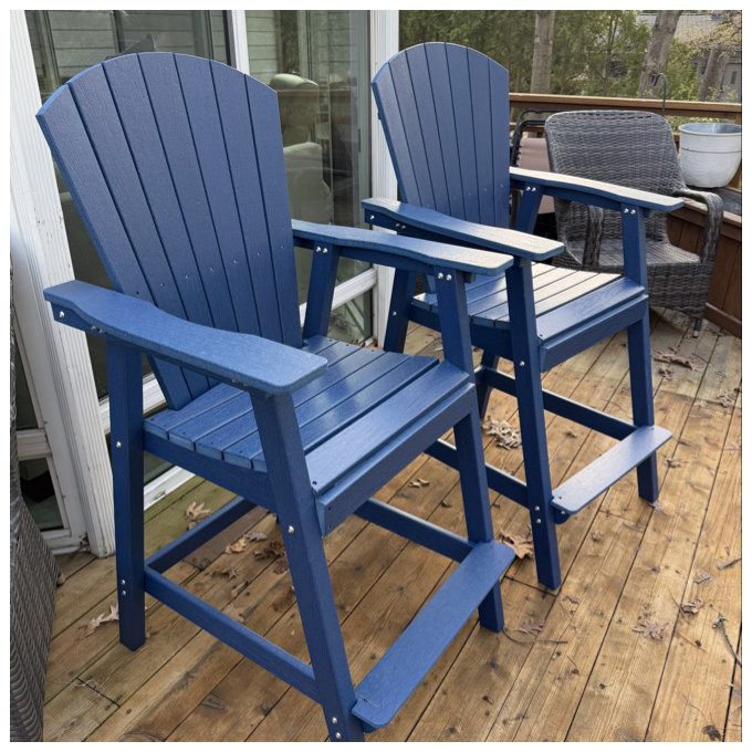 HDPE Tall Adirondack Chair Set with Removable Double Trays (Set of 2) - Natural