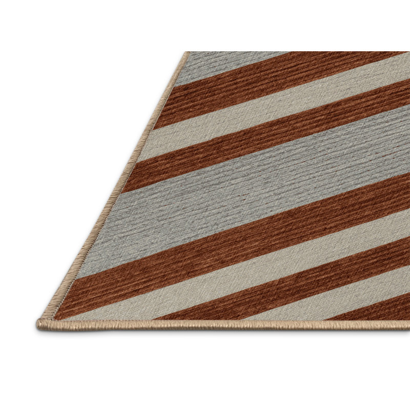  Tapis lavable rayé gris clair Auburn, Rectangulaire 2 pi x 3 pi