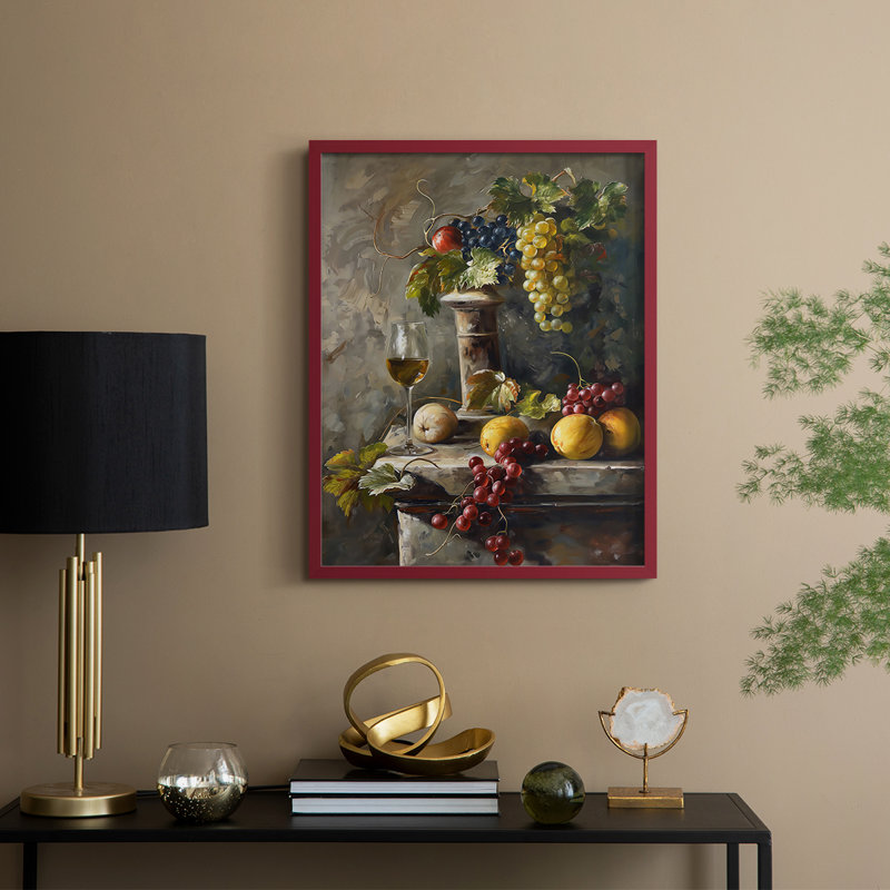 Reproduction encadrée FLORAL Series DCCxxxi - bois massif, H 15 po x l 12 po, Rouge