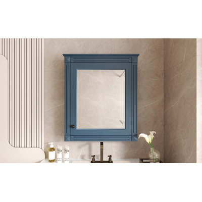 Armoire de rangement de salle de bain murale avec miroir, armoire à pharmacie avec tablette à hauteur réglable, armoire de rangement au-dessus de la toilette