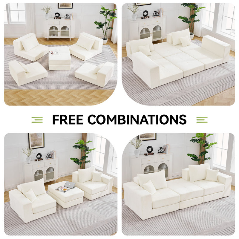6-Piece Modular Cloud Sofa, Beige