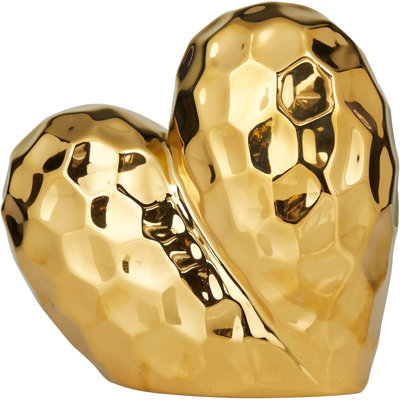 Ceramic heart-shaped decorative sculpture