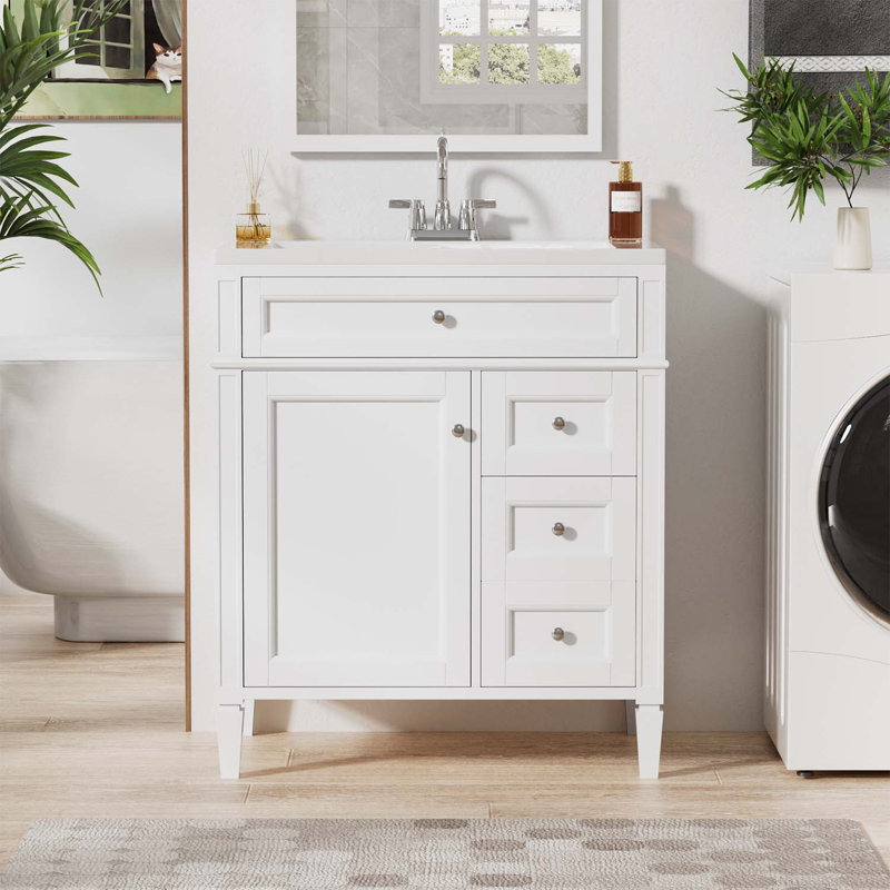 Rangement pour salle de bain Diajah, Blanc