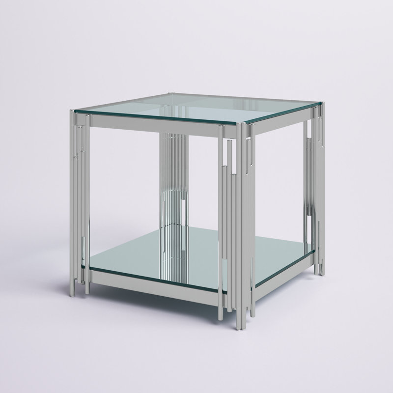Graf Glass Top End Table, Silver
