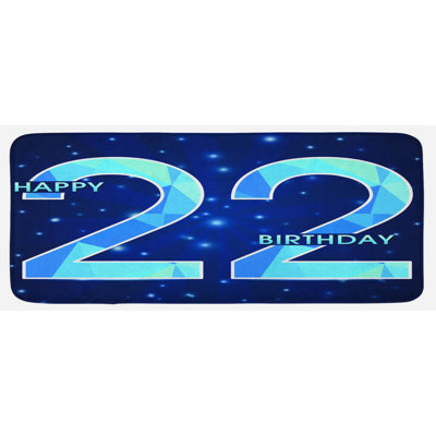 Tapis de cuisine bleu foncé et bleu ciel joyeux age avec étoile à polygone à polygone numerique