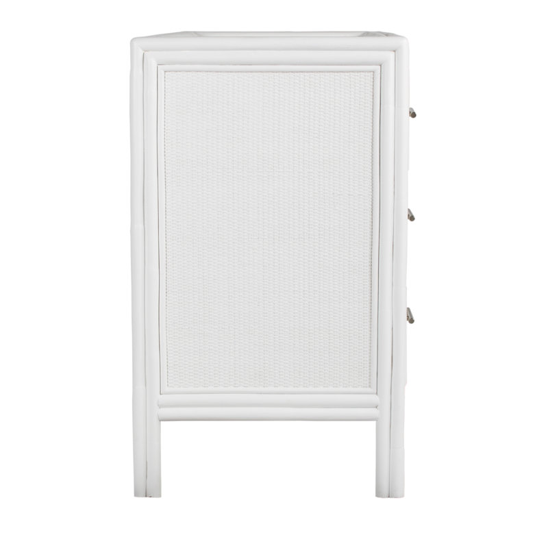 Aruba 6 - Drawer Dresser, White/Brushed Nickel
