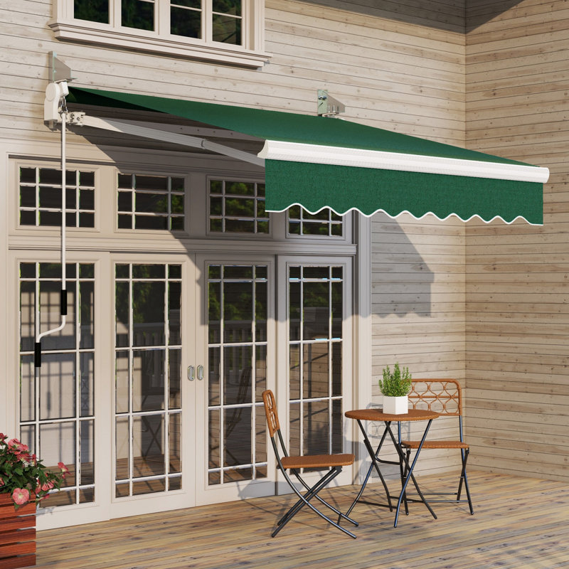 Patio Awning - Manual Retractable Sun Cover For Patio. Reduce Heat. Aluminum And Steel. Versatile In Exterior Screening Deck Window Cover. Reduces Heat & Effects. Steel, Fabric. Fits Various