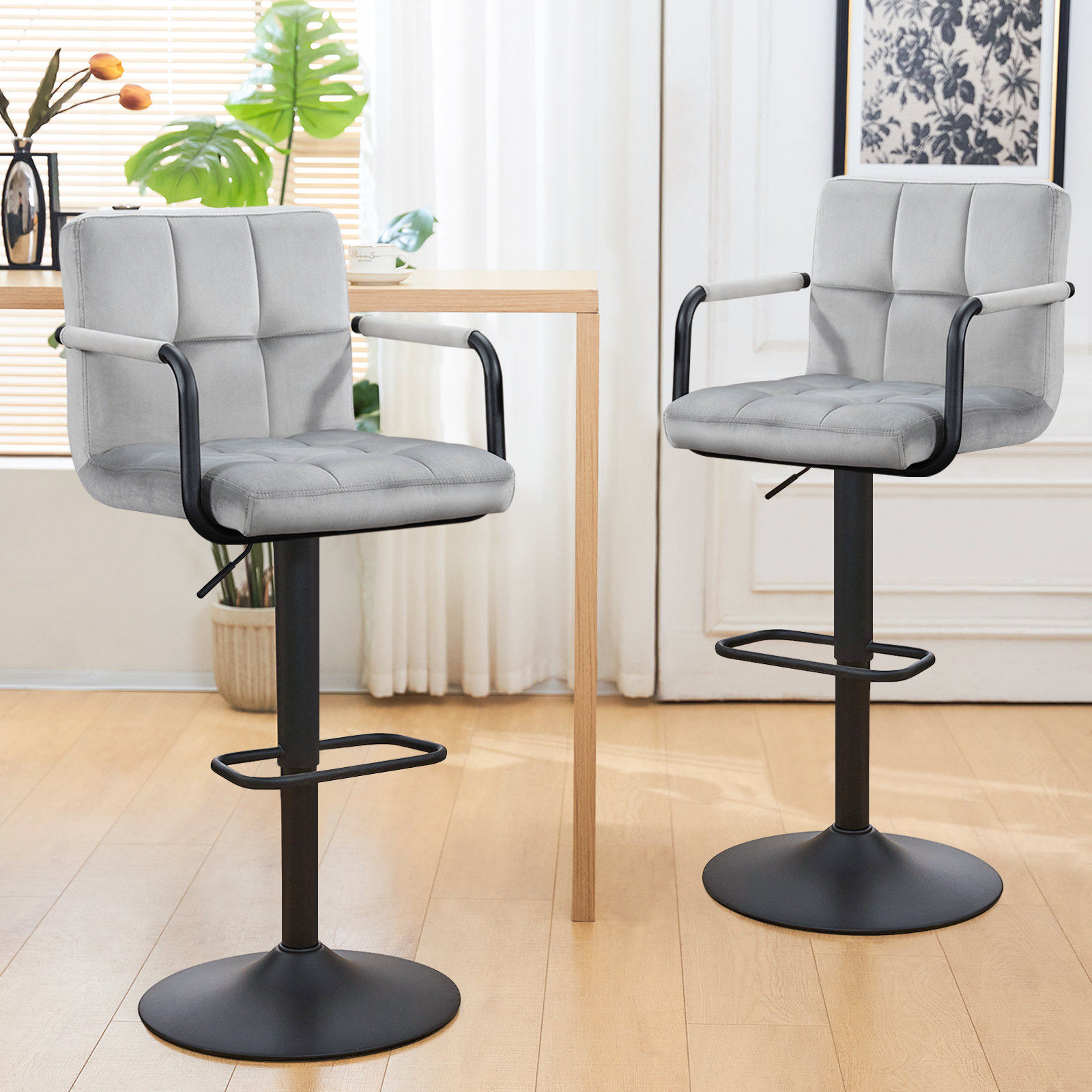Latitude Run® Mylana Swivel Upholstered Adjustable Height Counter Stool