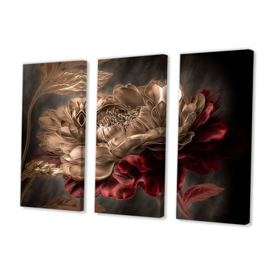 " Gilded Rose Vintage Glam V " 3 Piece Art Mixed Media Set