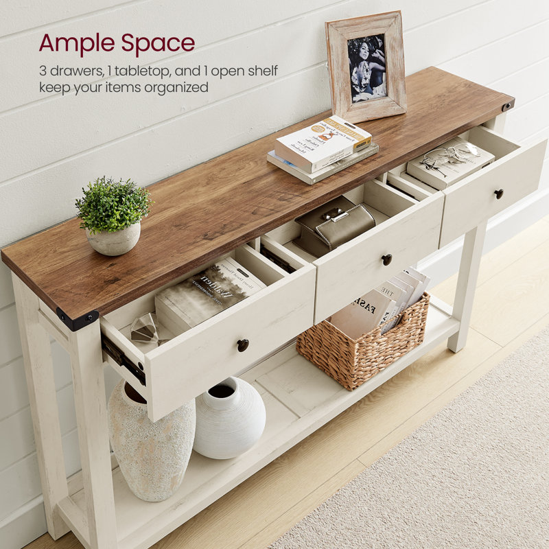Sahai 47.2" Console Table with 3 Drawers, White