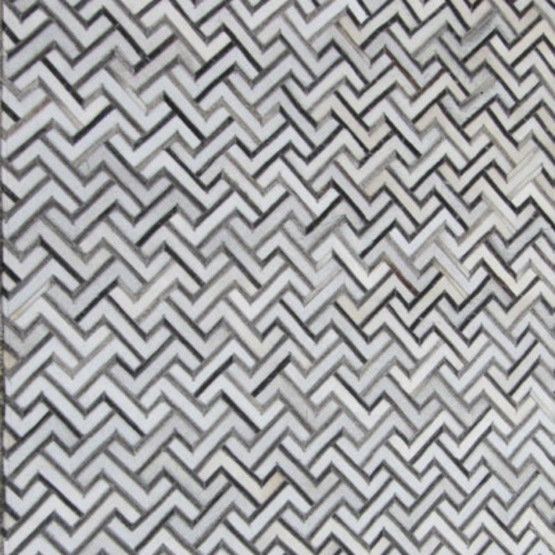 Tapis gris / noir en cuir de vache fait à la main, Tapis de couloir 3 pi x 8 pi
