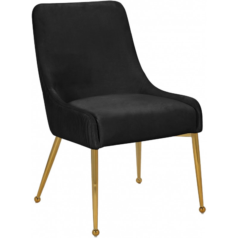 19'' H Velvet Upholstered Side Chair, Black