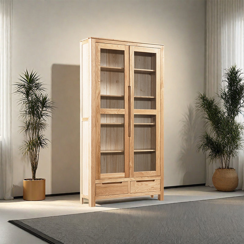 Bibliothèque de rangement de style européen, (5 tablettes) H 74,8 po x l 33,46 po x P 11,81 po, Brun