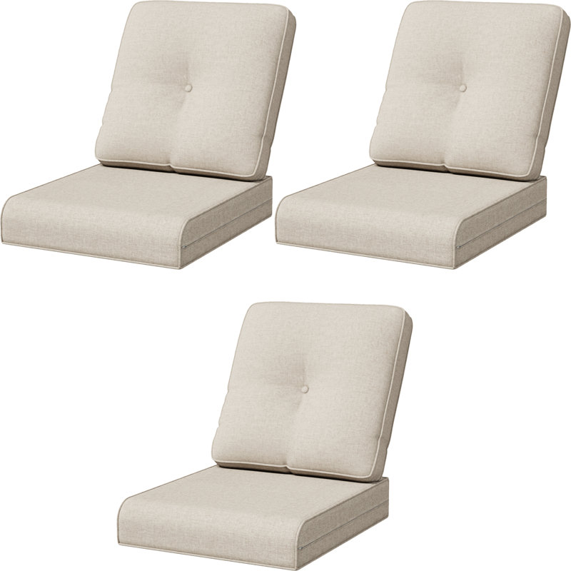 Adwin Outdoor 4"Deep Seat Cushion Set With Olefin Fabric,6 Colors Available(Set of 3), 3, Beige