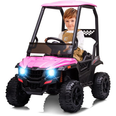 12V Kids Dump Truck Ride On w/Sun Shade, Electric Car w/Remote, LED Lights, Shock Absorption, 3 Speeds, MP3/USB