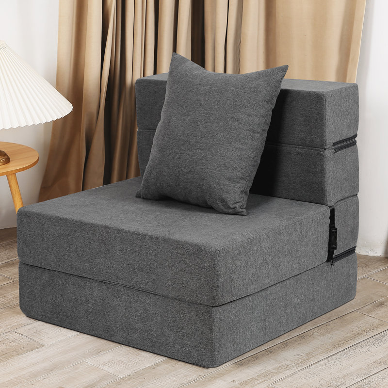 Canapé-lit futon, canapé-lit en mousse viscoélastique haute densité avec coussin moelleux, canapé-lit pliant, gris foncé