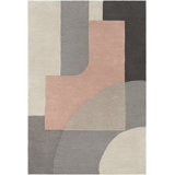 Amyerra Geometric Handmade Tufted Wool Salmon/Gray Area Rug