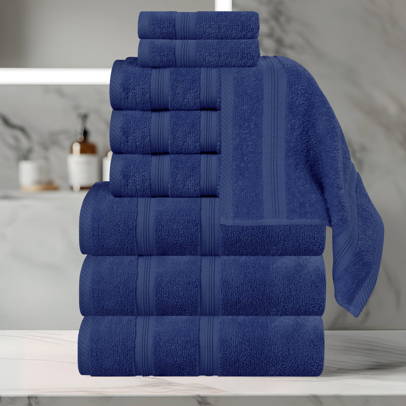  Ensemble de serviettes en coton 9 pièces Smart Quick-Dry Zero Twist, Marine