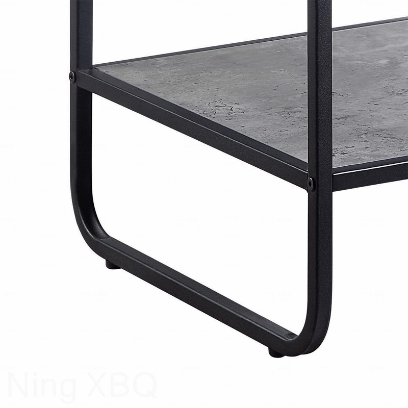 Table de bout en métal avec tablette inférieure gris béton
