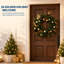 24" Christmas Wreath with Gold Double Bells, Leaves & Fruit | Artificial Green Pine Front Door Wreath for Porch, Window & Wall – Weather Resistant