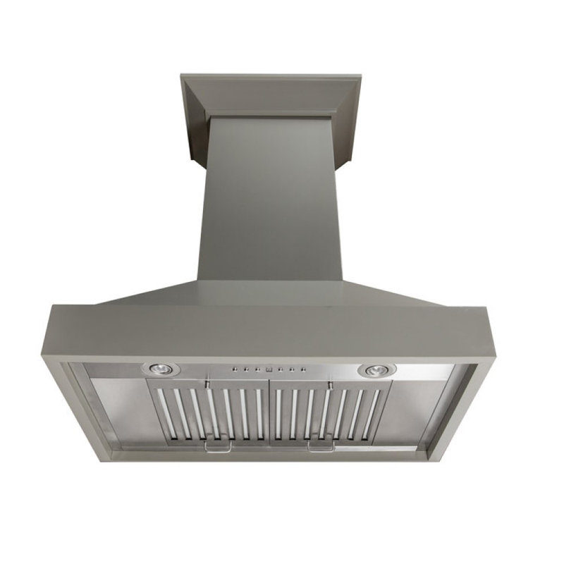 ZLINE Ducted Wooden Wall Mount Range Hood, Gray, 42" W