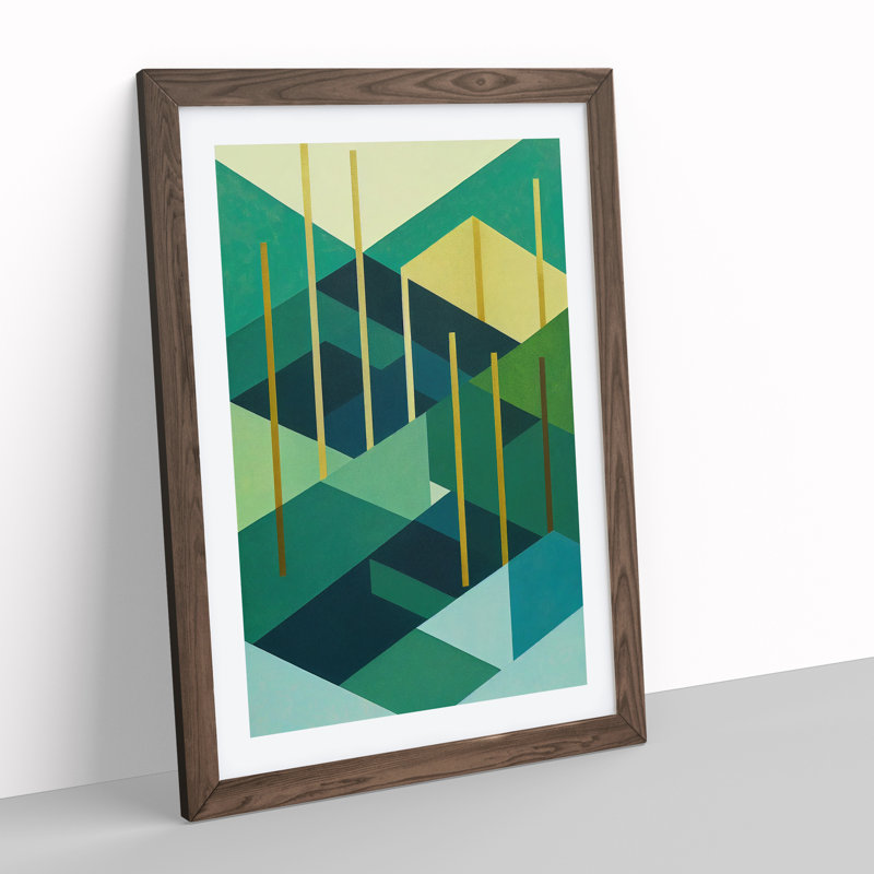 Abstract Forest Shapes No.2 - Wall Art, 34cm H x 25cm W x 2cm D, Walnut Framed