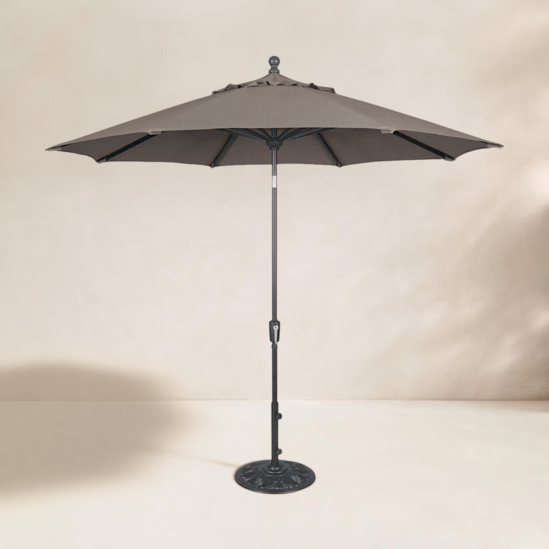 Parasol Market Sunbrella® 108 po Cannelle, Gris anthracite, Toile taupe