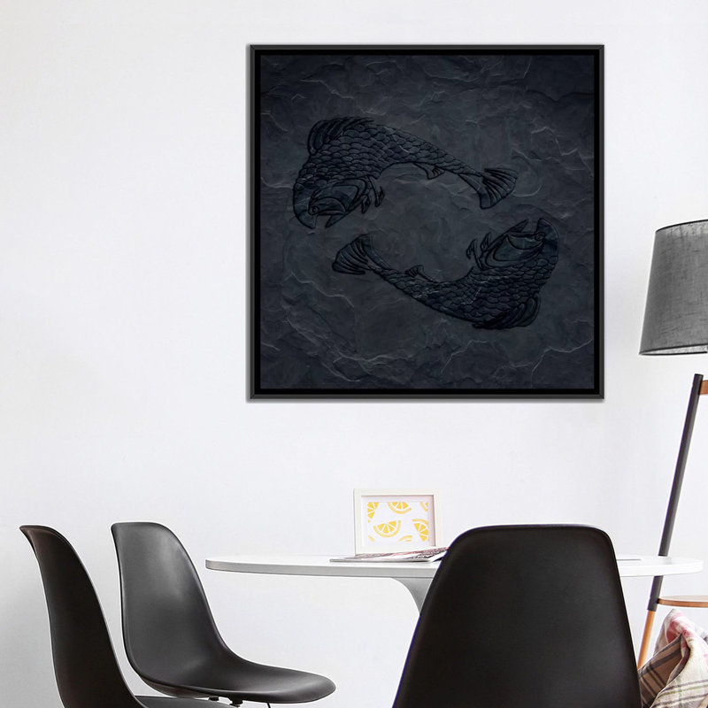 « calculé risk », impression sur toile tendue, Toile encadrée noire, H 16 po x l 16 po x P 1 po, Blanc