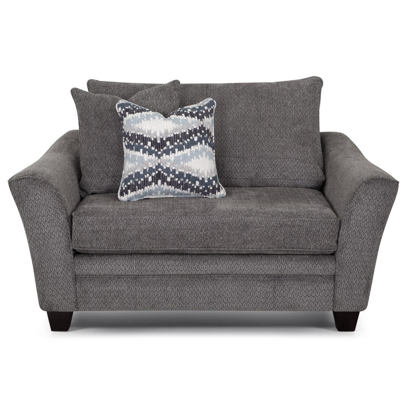 Chaise et demi en polyester Joeseline, Chenille gris charbon