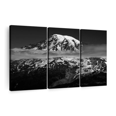 Mount Rainier Nightfall - 3 pièces sur toile tendue