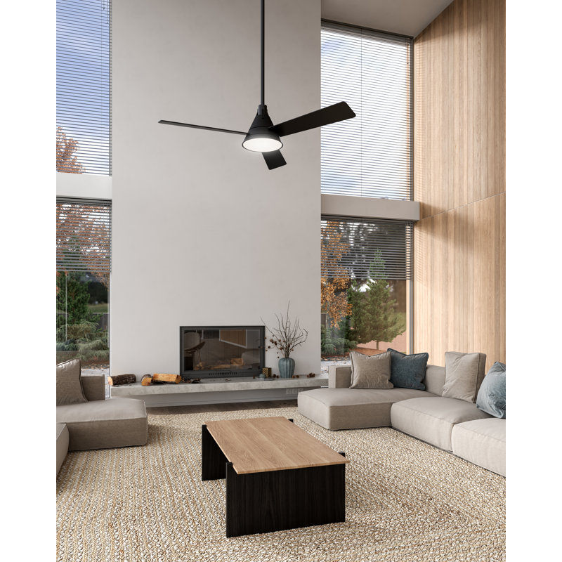 Ventilateur de plafond à DEL standard à 3 pales de 54 po avec télécommande et ensemble d'éclairage inclus Chirinos