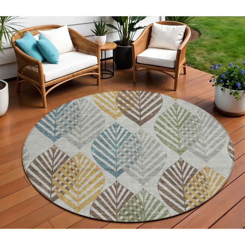 Tapis rond bleu 8 po