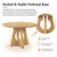 Ensemble de salle à manger 5 pièces Mid-Century moderne, table ronde l 47,3 po avec 4 chaises, finition chêne / noyer, base piédestal-27961853