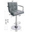 Tabouret de bar 32,5 po à dossier carré avec accoudoirs réglables-1526915046