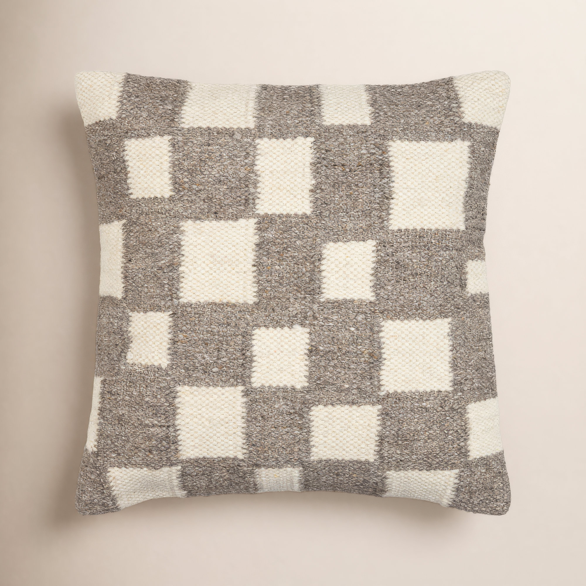 Leonida Geometric Cotton Throw Pillow, 18"H x 18"W, Pillow Cover Only - No Insert, Brown/Off-White