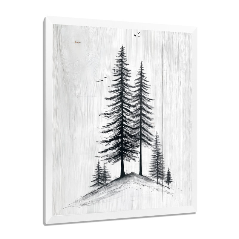 Hiver, pin blanc, forêt, reproduction d'art sur toile, H 20 po x l 12 po, Reproduction encadrée, Blanc