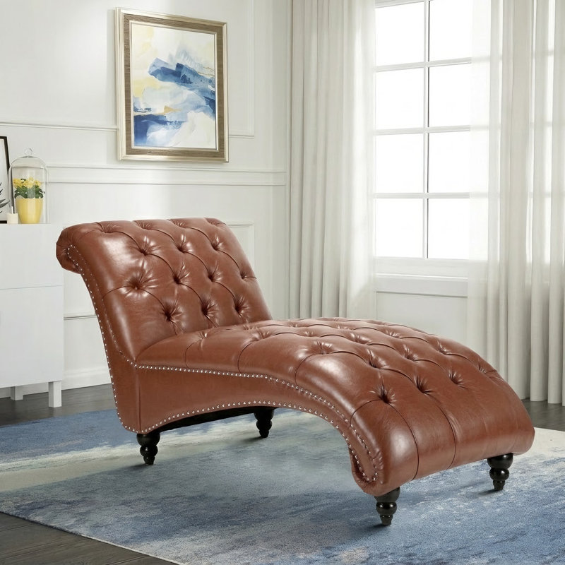 Chaise longue rembourrée Danilyn, Similicuir brun
