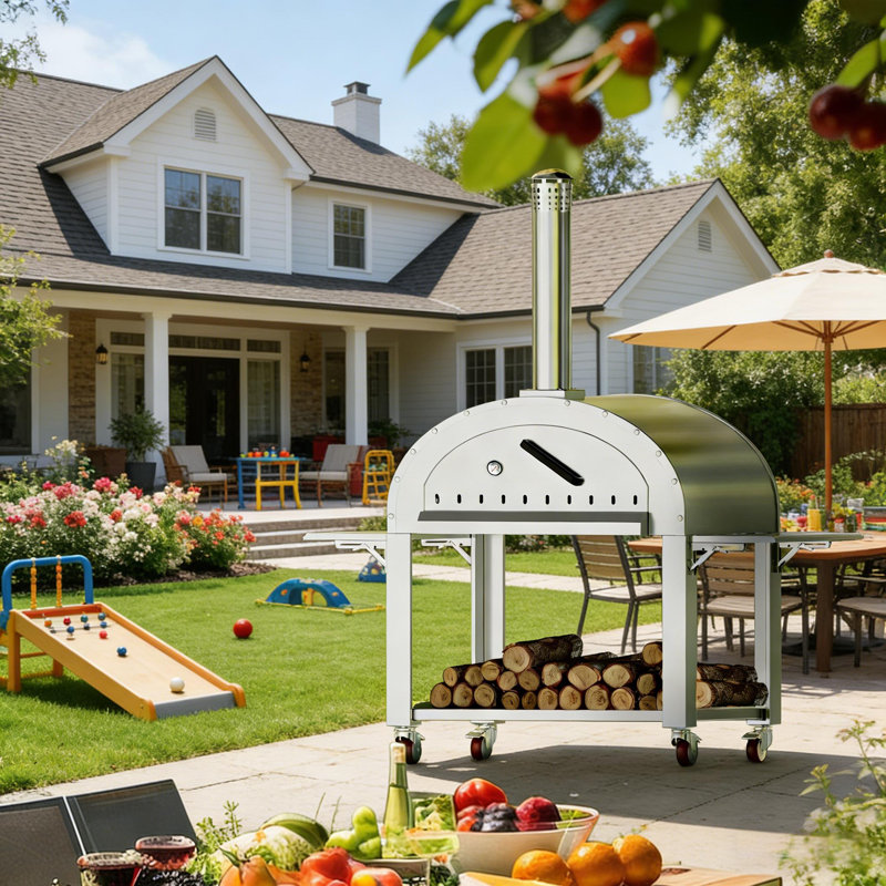 Four à pizza multifonctionnel en acier inoxydable avec 2 couches pour la cour, la terrasse et la cuisine extérieure