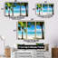 Palmiers et mer - 3 pièces, cadre photo flottant sur toile-644535598-644535596