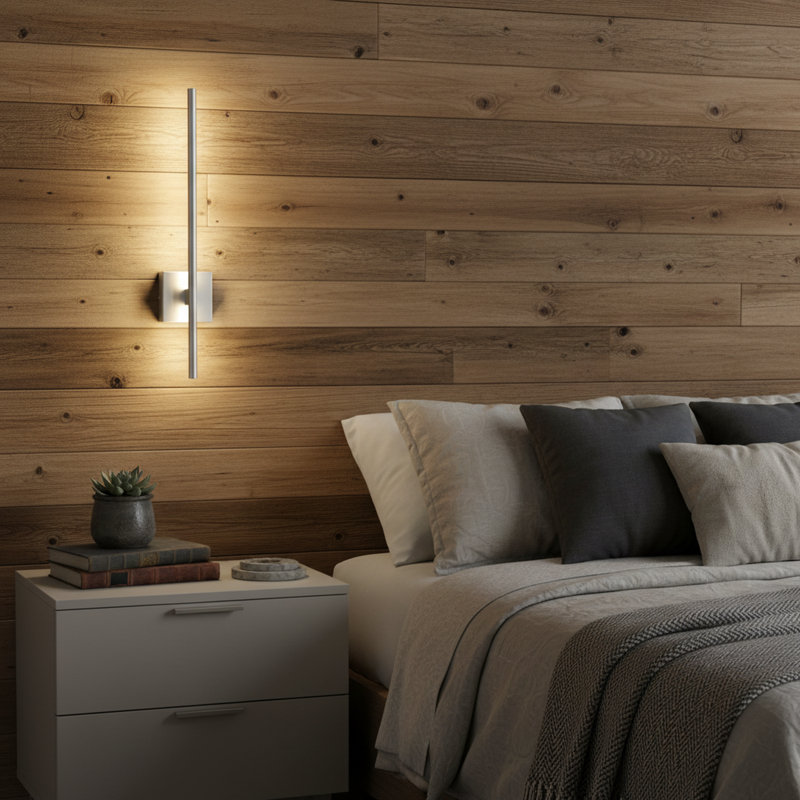 Appliques murales de style simple pour salle de bain Kylese, H 28 po x l 4,7 po x P 3,3 po, Argent