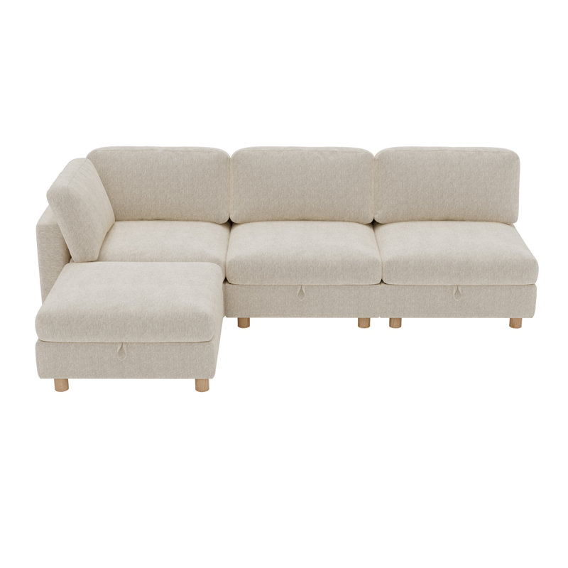 Canapé modulaire modulaire, canapé convertible avec rangement, Beige