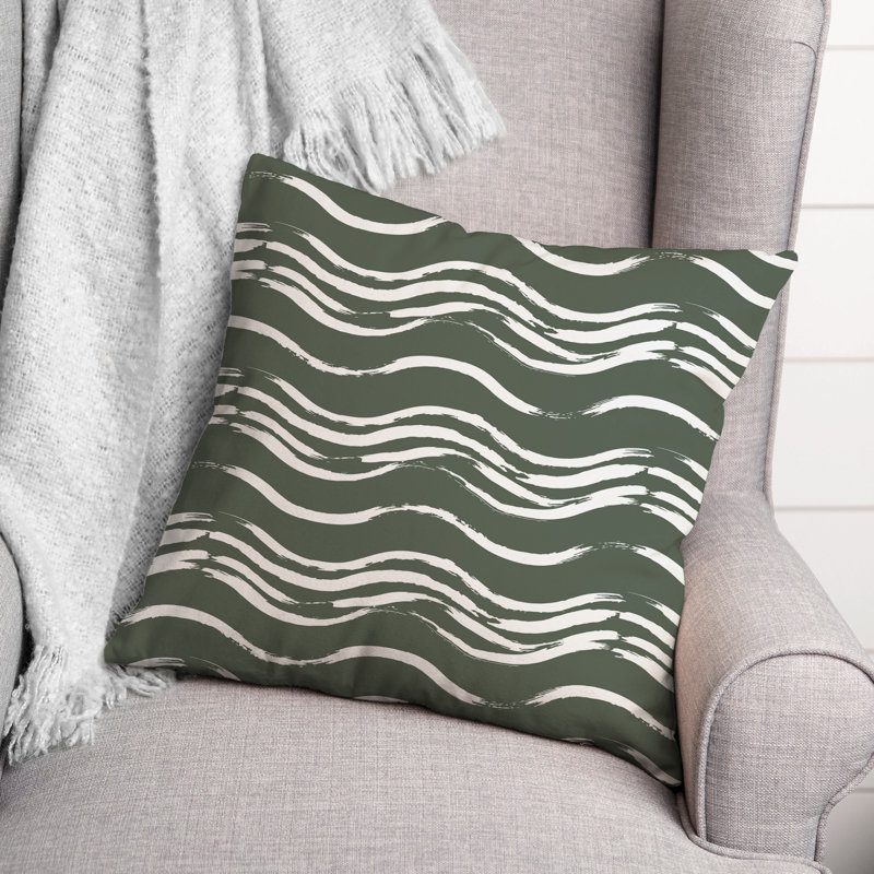 Coussin extérieur Black Waves, H 18 po x l 18 po, Sauge