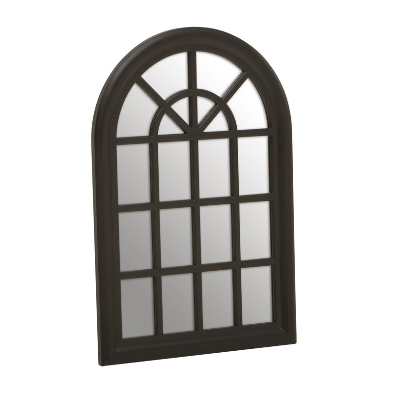 Waukena Metal Flat Wall Mirror, Black