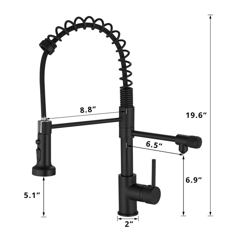 Robinet de cuisine à poignée simple Topcraft, Noir