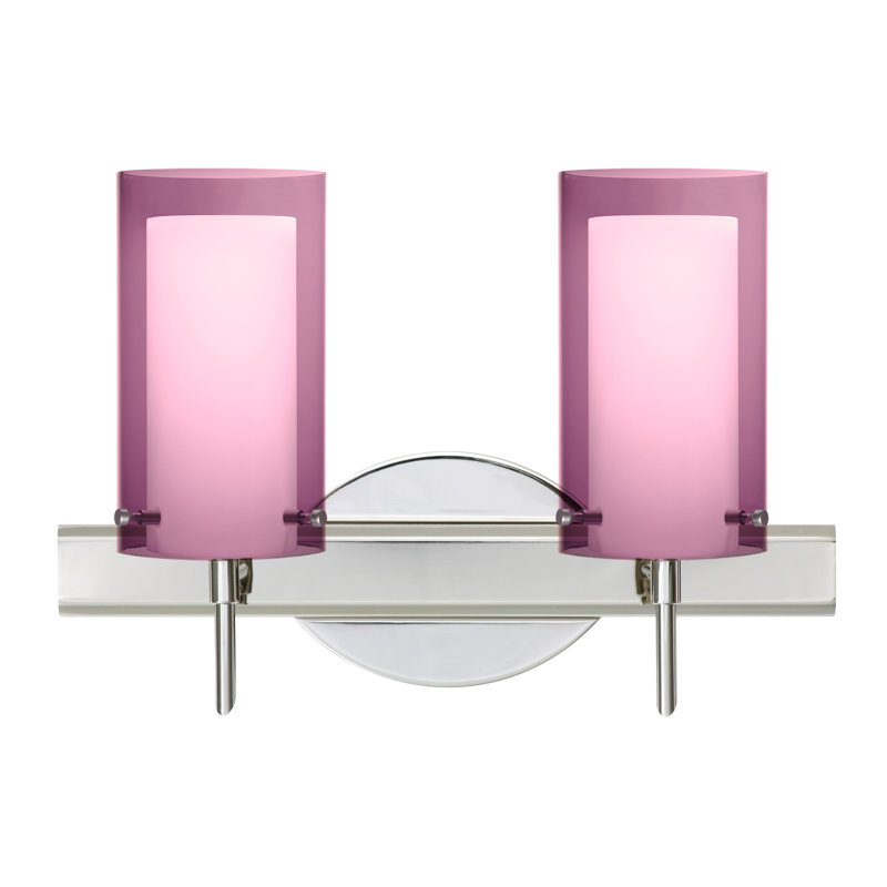 Éclairage pour meuble-lavabo 2 lumières Morena, Améthyste transparente / opale, Nickel satiné