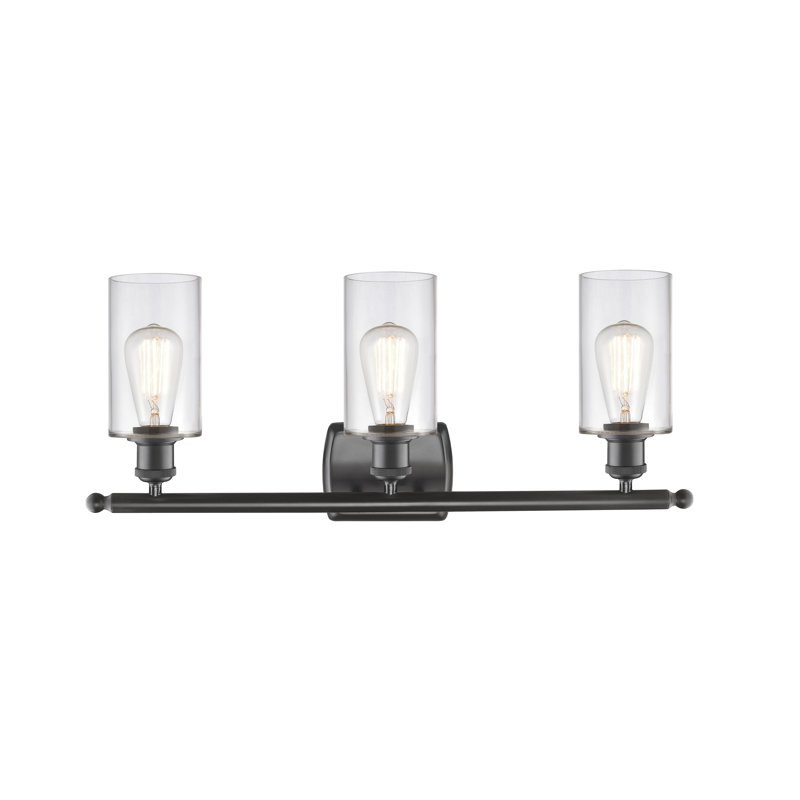 Mallette 3 - Light Dimmable Vanity Light, Clear, 6 Watt Vinage LED Bulb, Oil Rubbed Bronze
