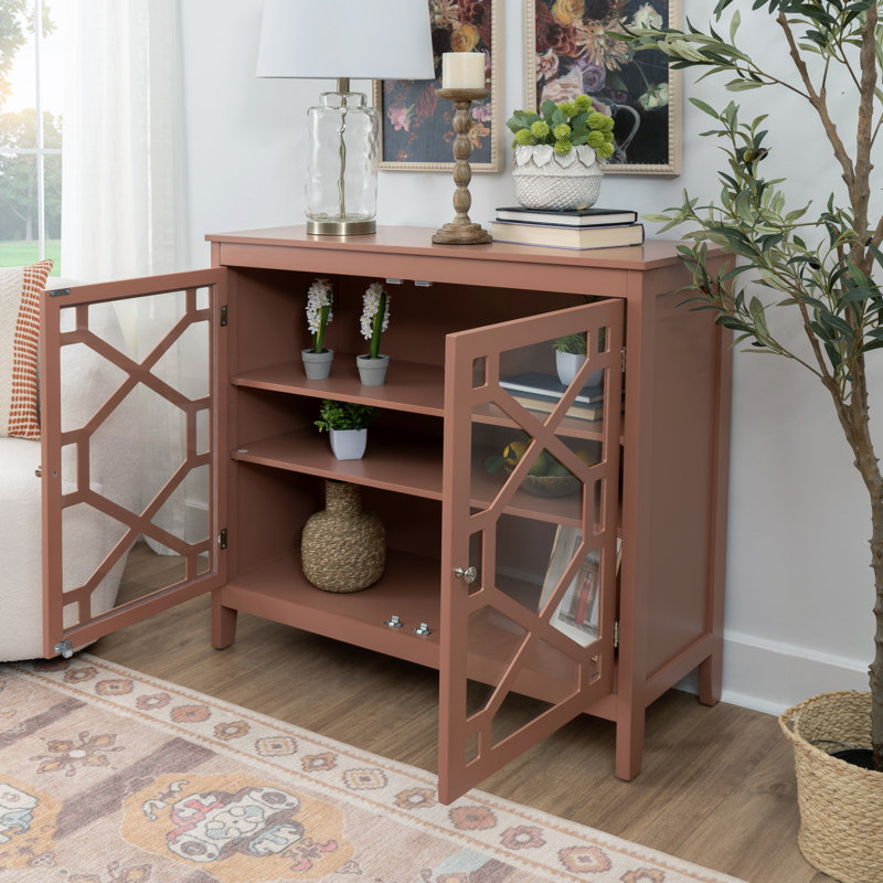 Fiama 38" Three Shelf Accent Cabinet with Two Glass Doors, Terracotta