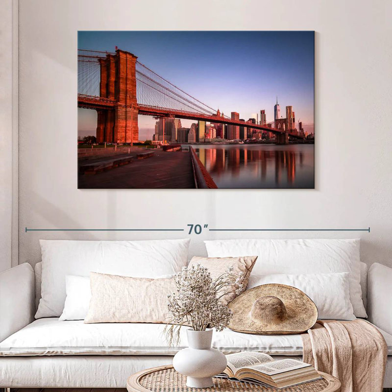 Lilie Brooklyn Bridge au lever du soleil, H 32 po x l 48 po